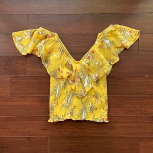 Ribbed Floral Off the Shoulder Top